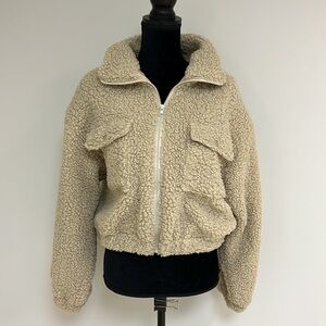 Sadie & Sage Cream Faux Shearling Jacket, Size L
